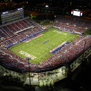 Aerial view of the FAU Stadium during a football game